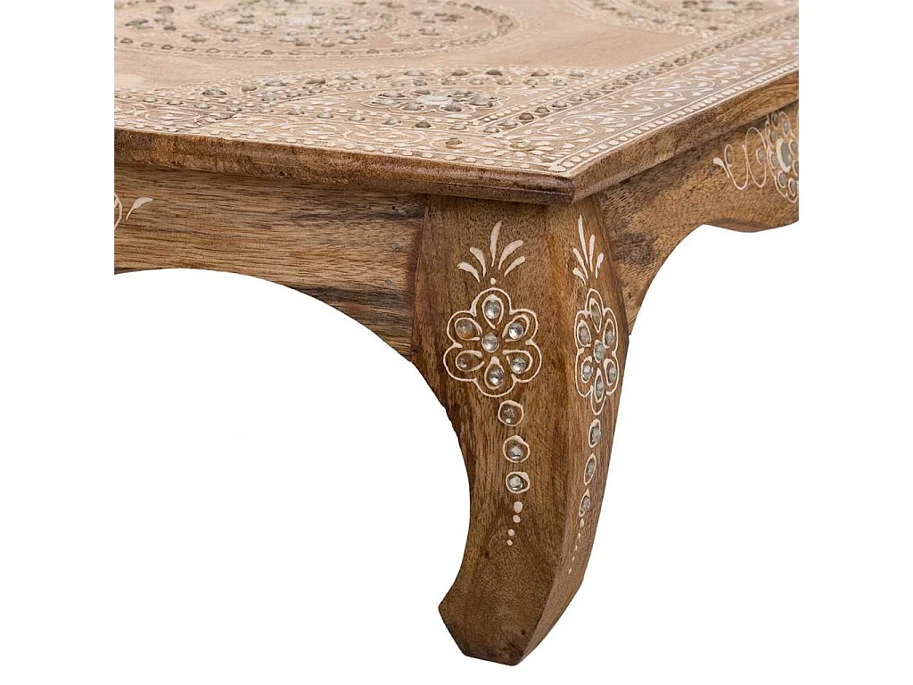 Mesa de madeira pintada à mão marrom 45x45x17