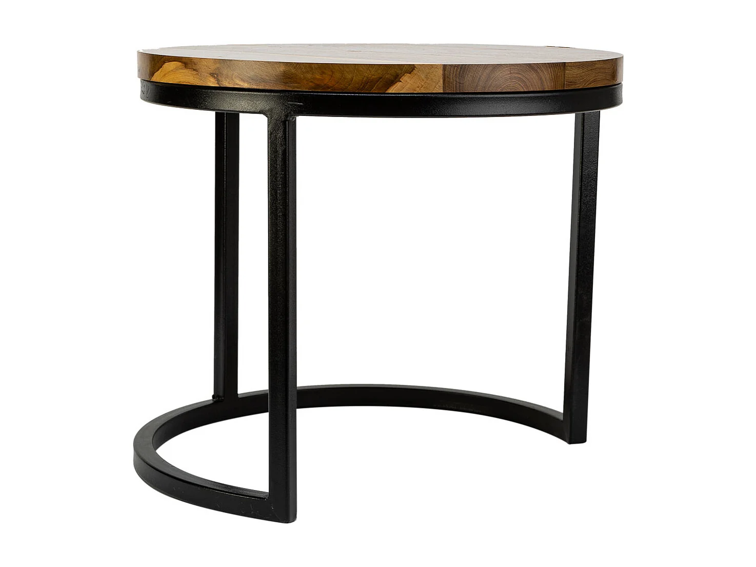 Mesa de centro redonda marrom em madeira e metal 38x38x65 cm, design funcional e decorativo