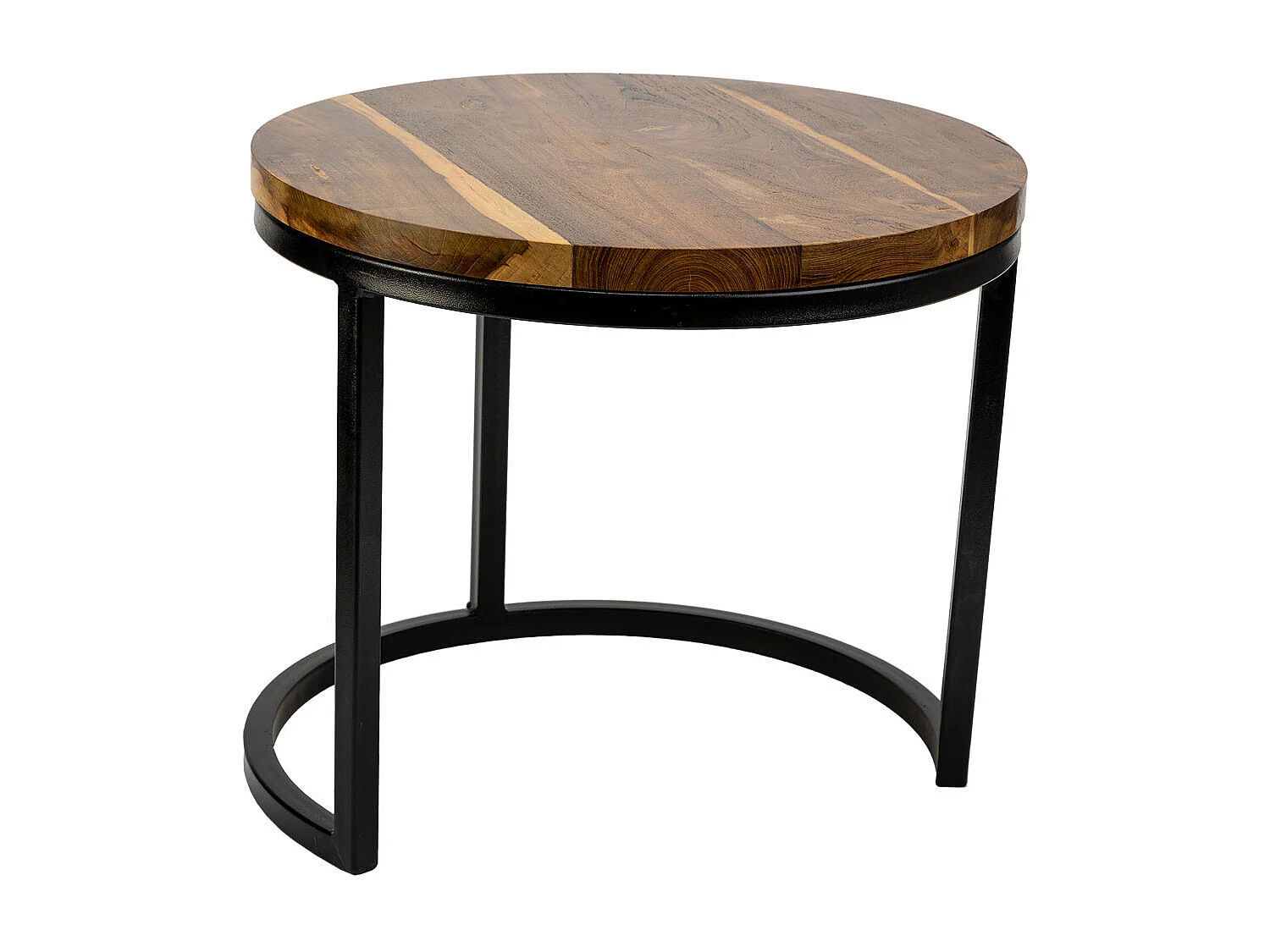 Mesa de centro redonda marrom em madeira e metal 38x38x65 cm, design funcional e decorativo