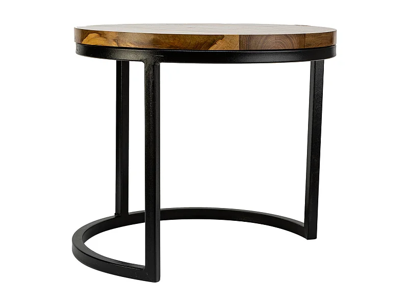 Mesa de centro de madera y metal marrón 38x38x65