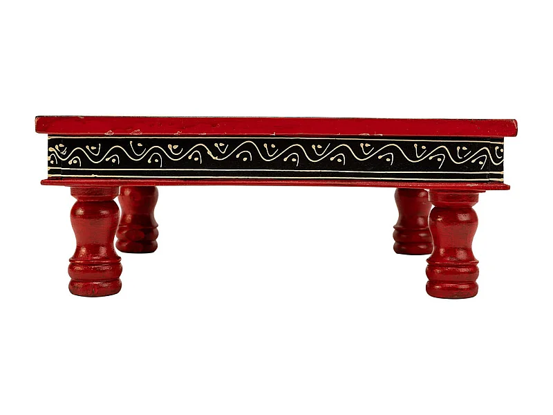 Mesa lateral de madeira pintada à mão 38x38x14