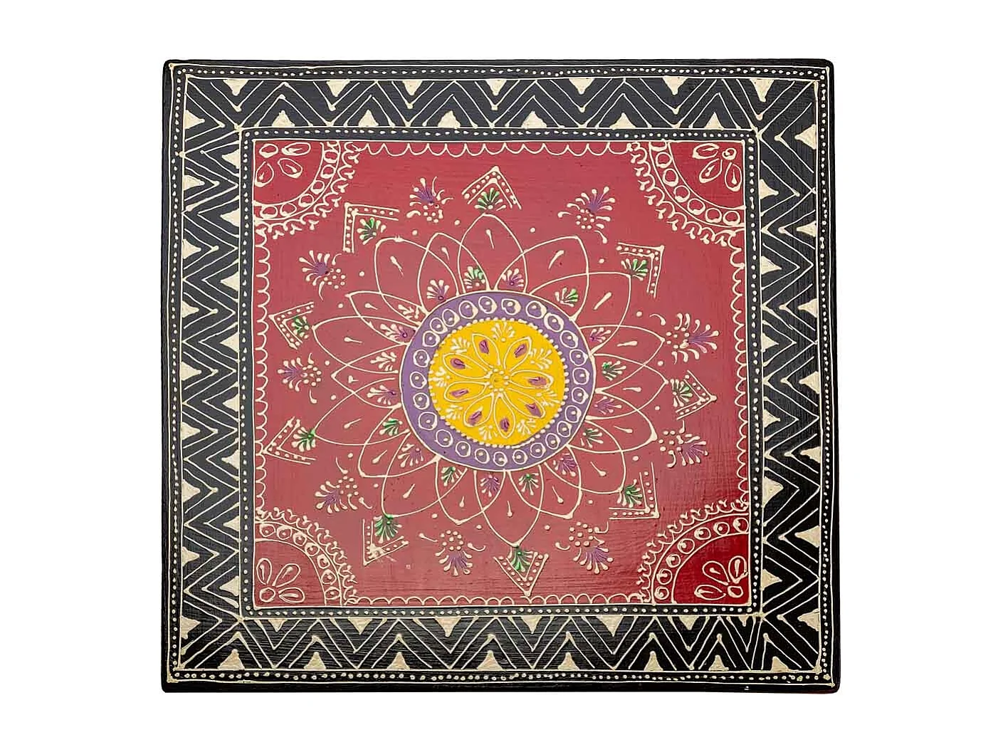 Handbemalter Holz-Beistelltisch 38x38x14h cm