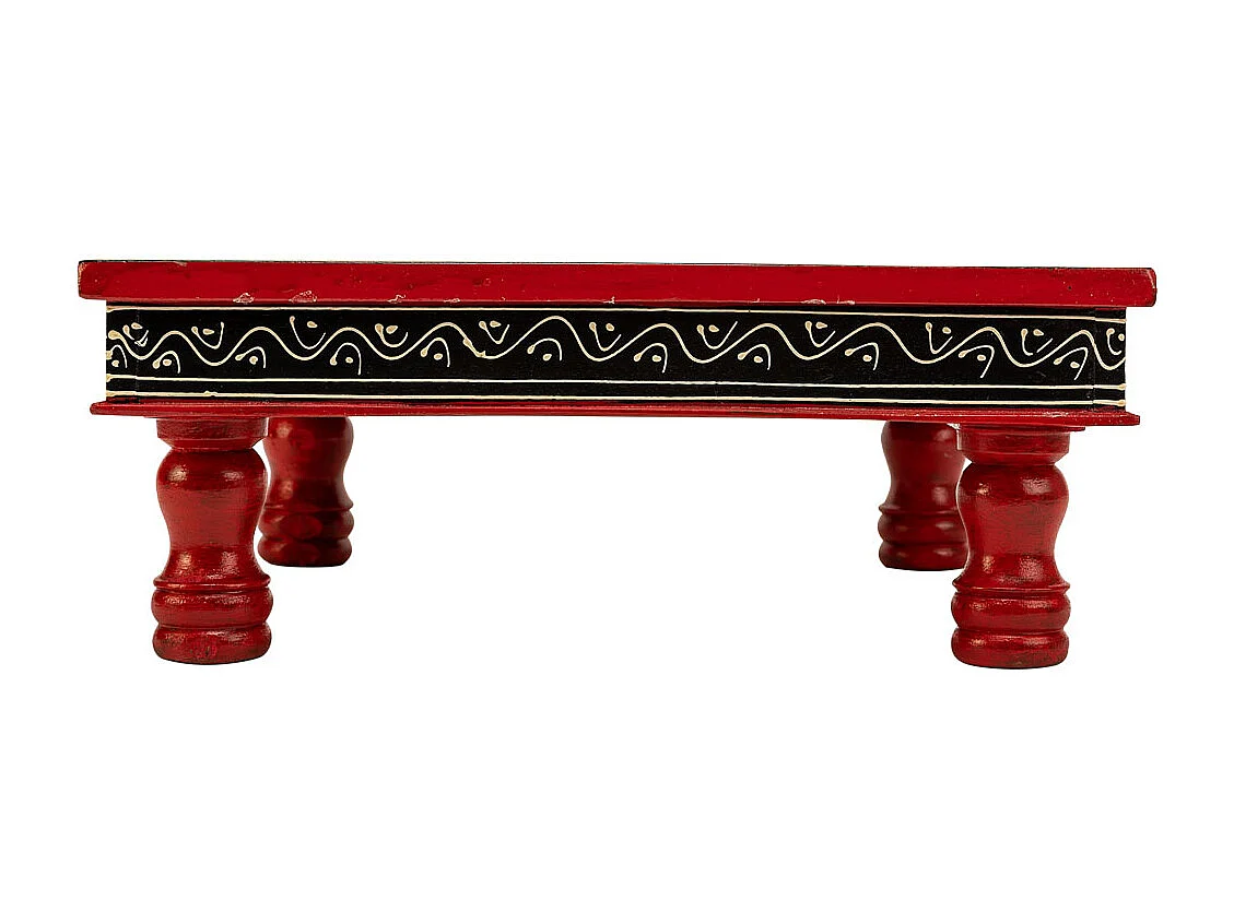 Mesa auxiliar de madera pintada a mano 38x38x14