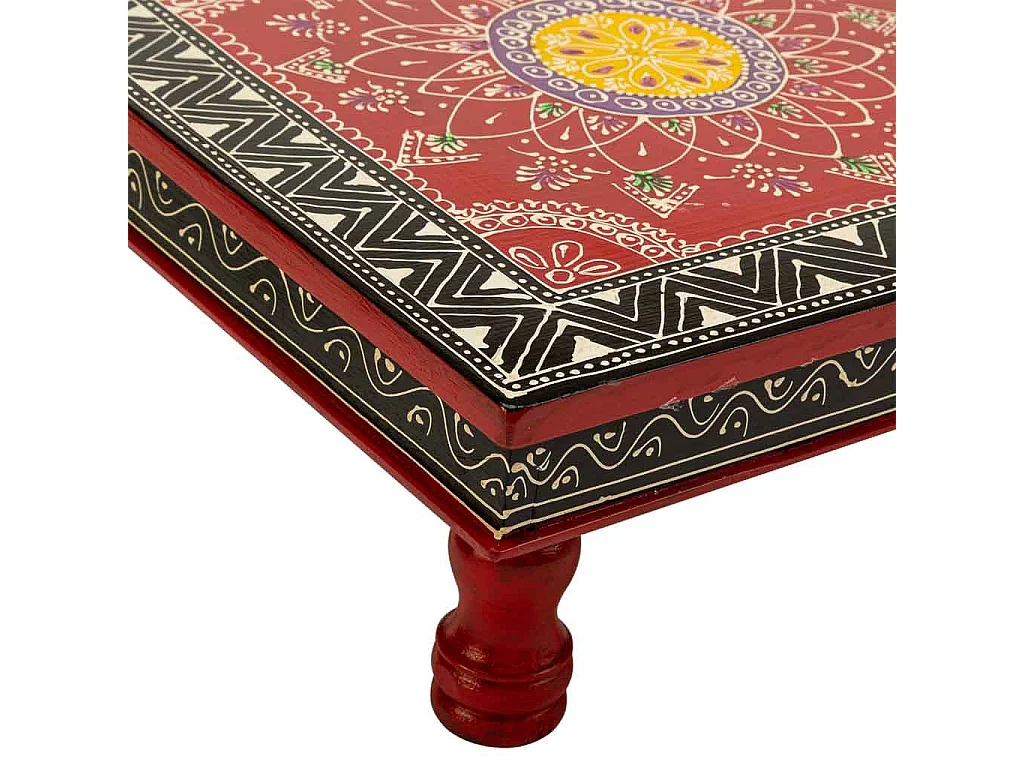 Mesa auxiliar de madera pintada a mano 38x38x14