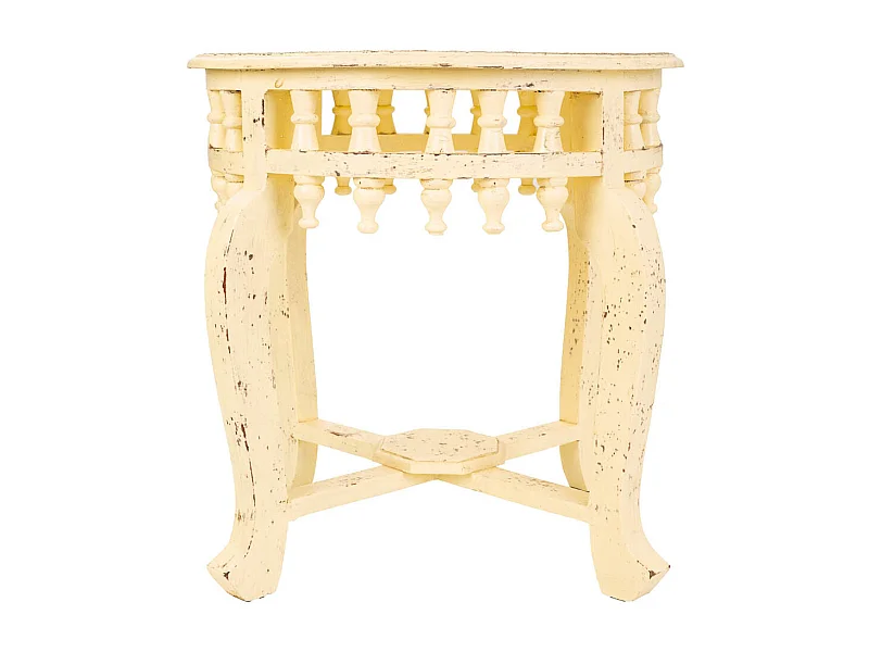 Tavolino in legno e metallo avorio 45x45x52h