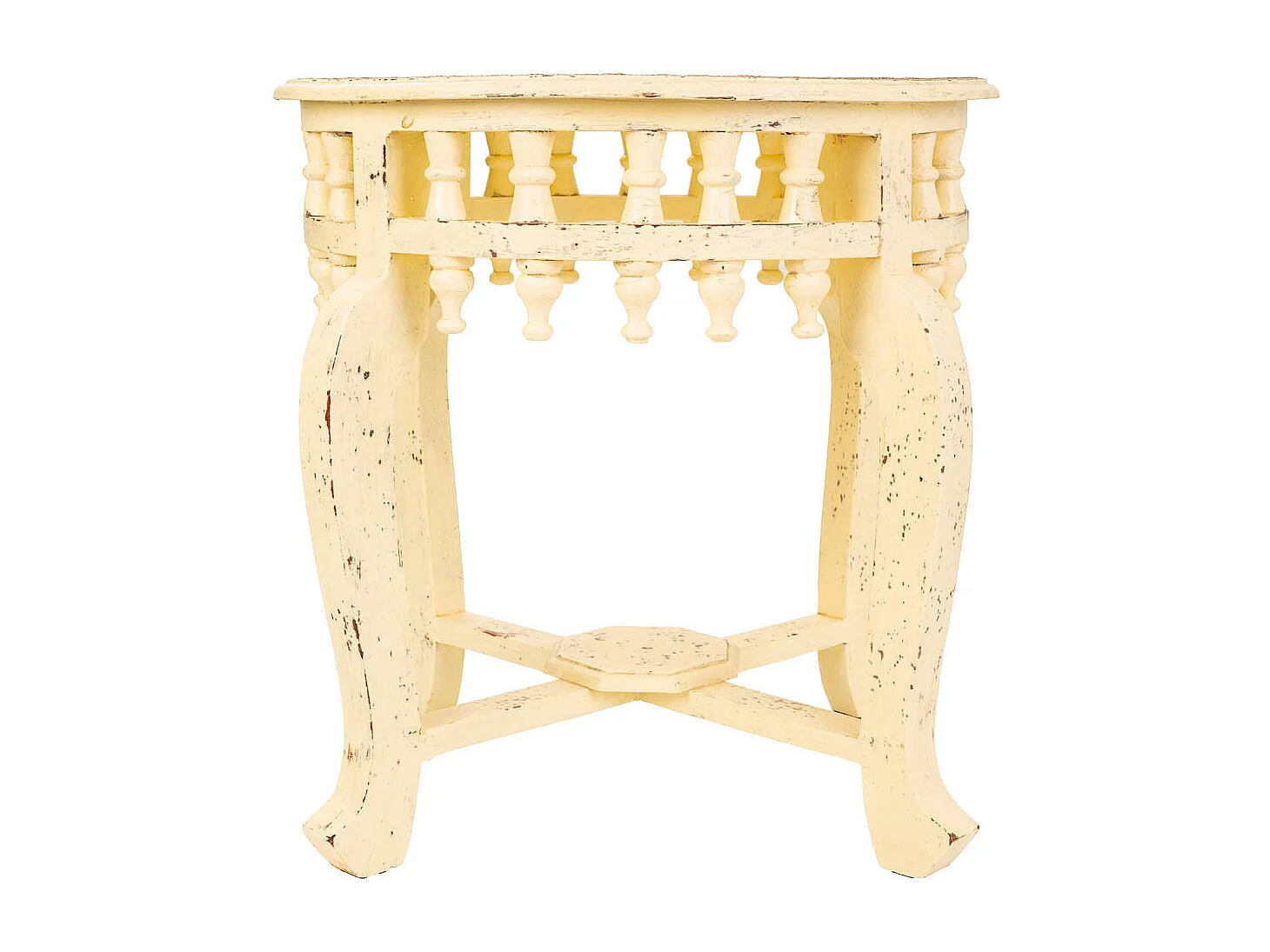 Tavolino in legno e metallo avorio 45x45x52h