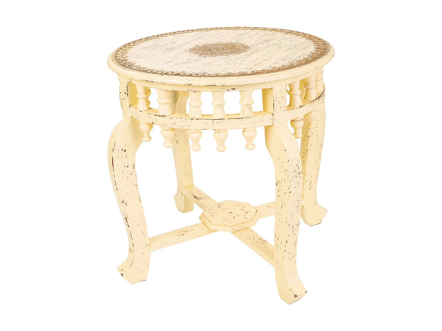 Tavolino in legno e metallo avorio 45x45x52h