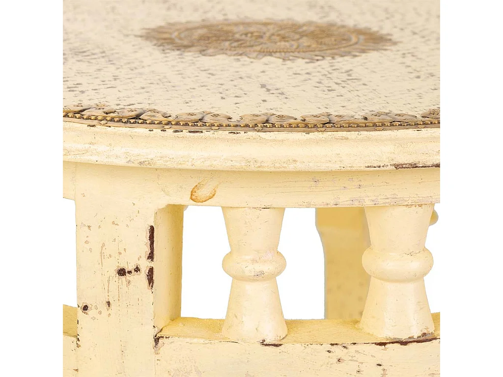 Mesa de centro em madeira marfim e metal 45x45x52