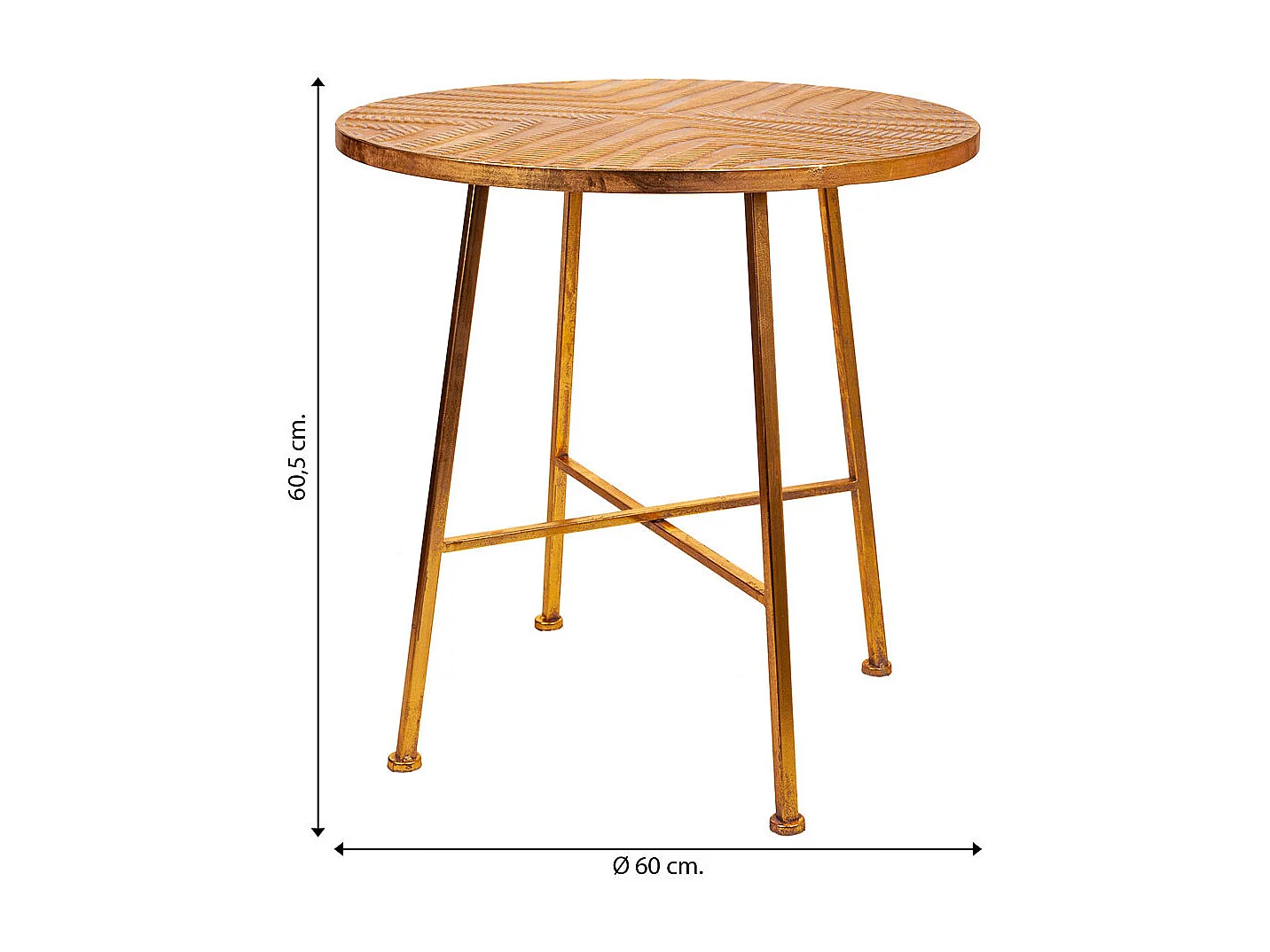 Tavolino in metallo dorato 60x60x60,5h