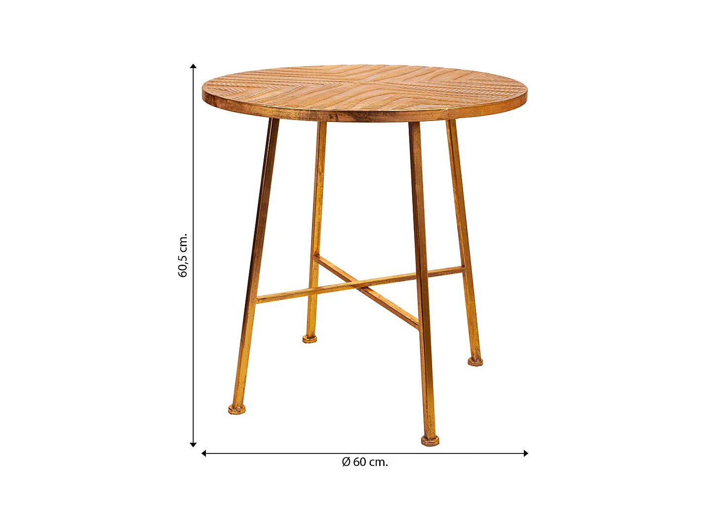 Mesa de centro de metal dorado 60x60x60.5