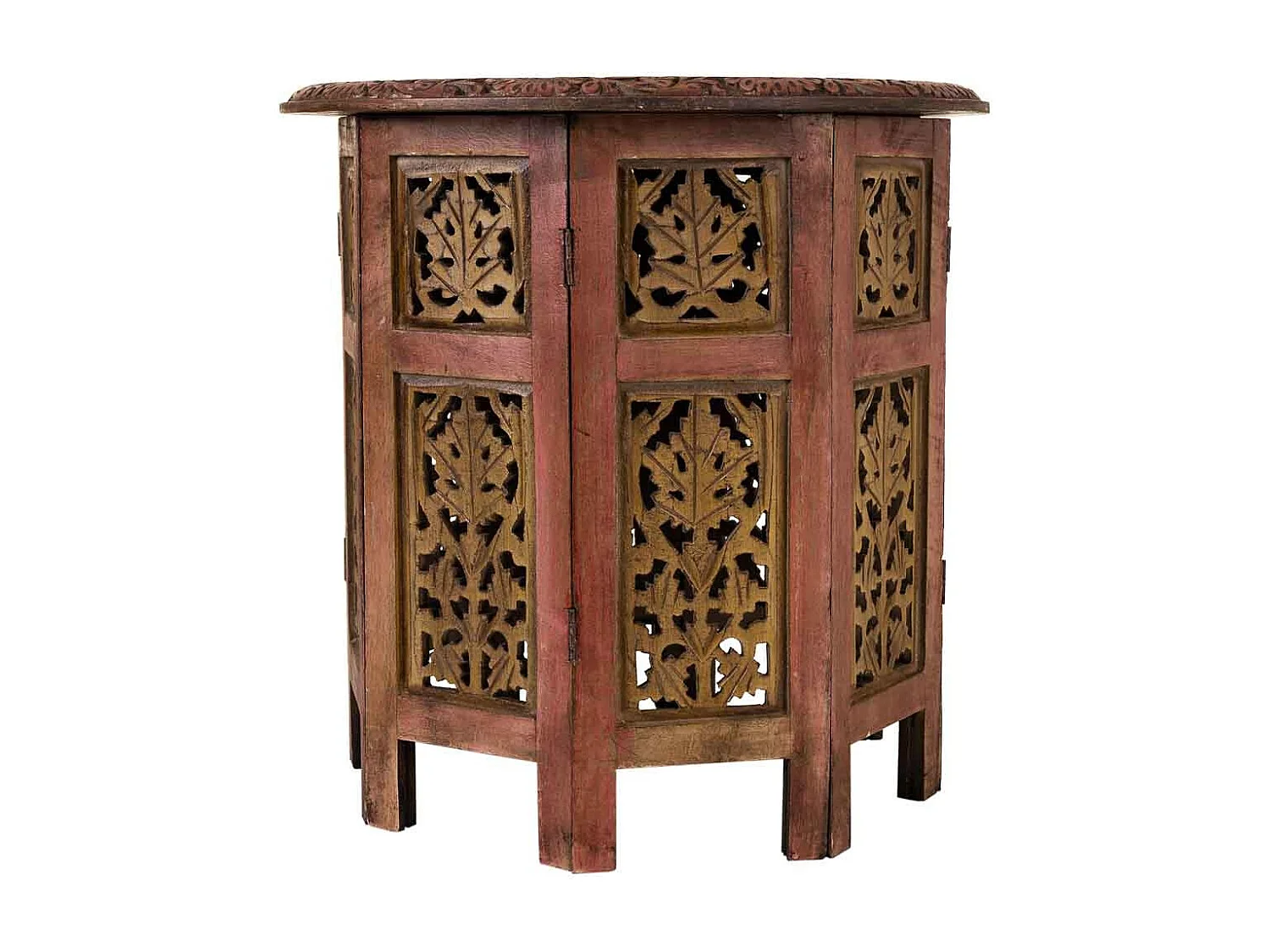 Mesa de centro artesanal de madeira marrom 45x45x45