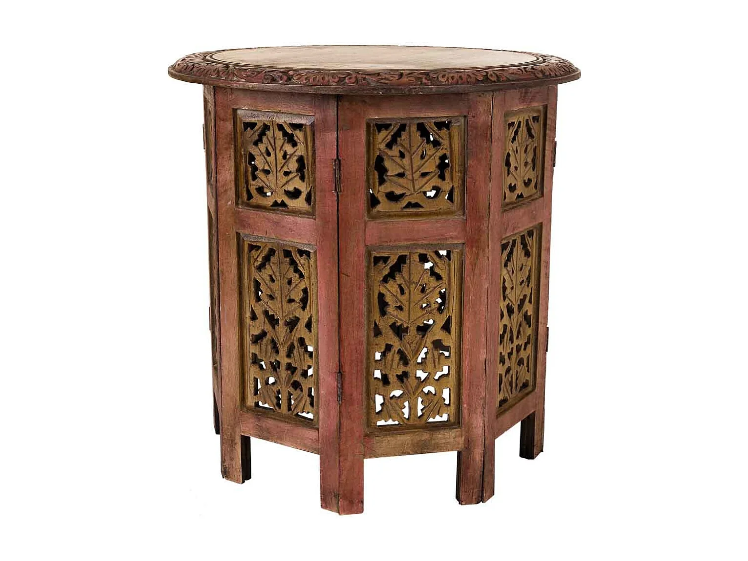Mesa de centro artesanal de madeira marrom 45x45x45