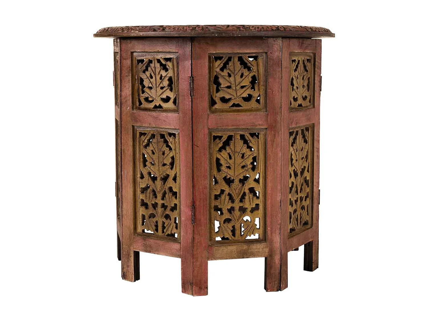 Mesa de centro artesanal de madeira marrom 45x45x45