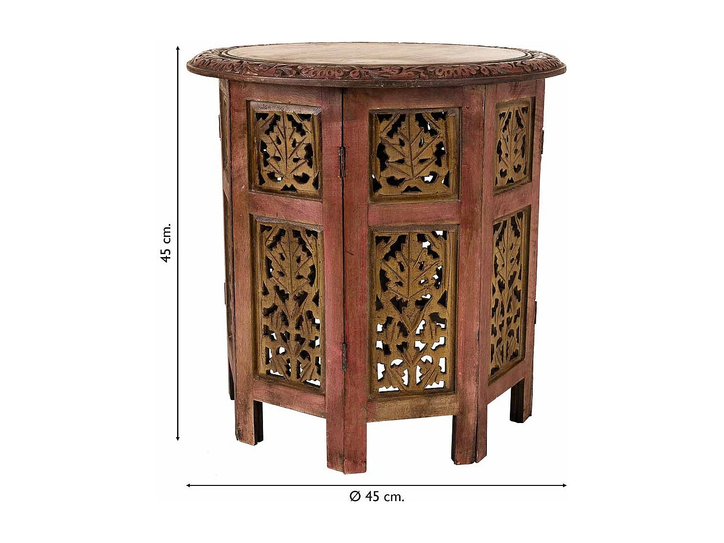 Mesa de centro artesanal de madeira marrom 45x45x45