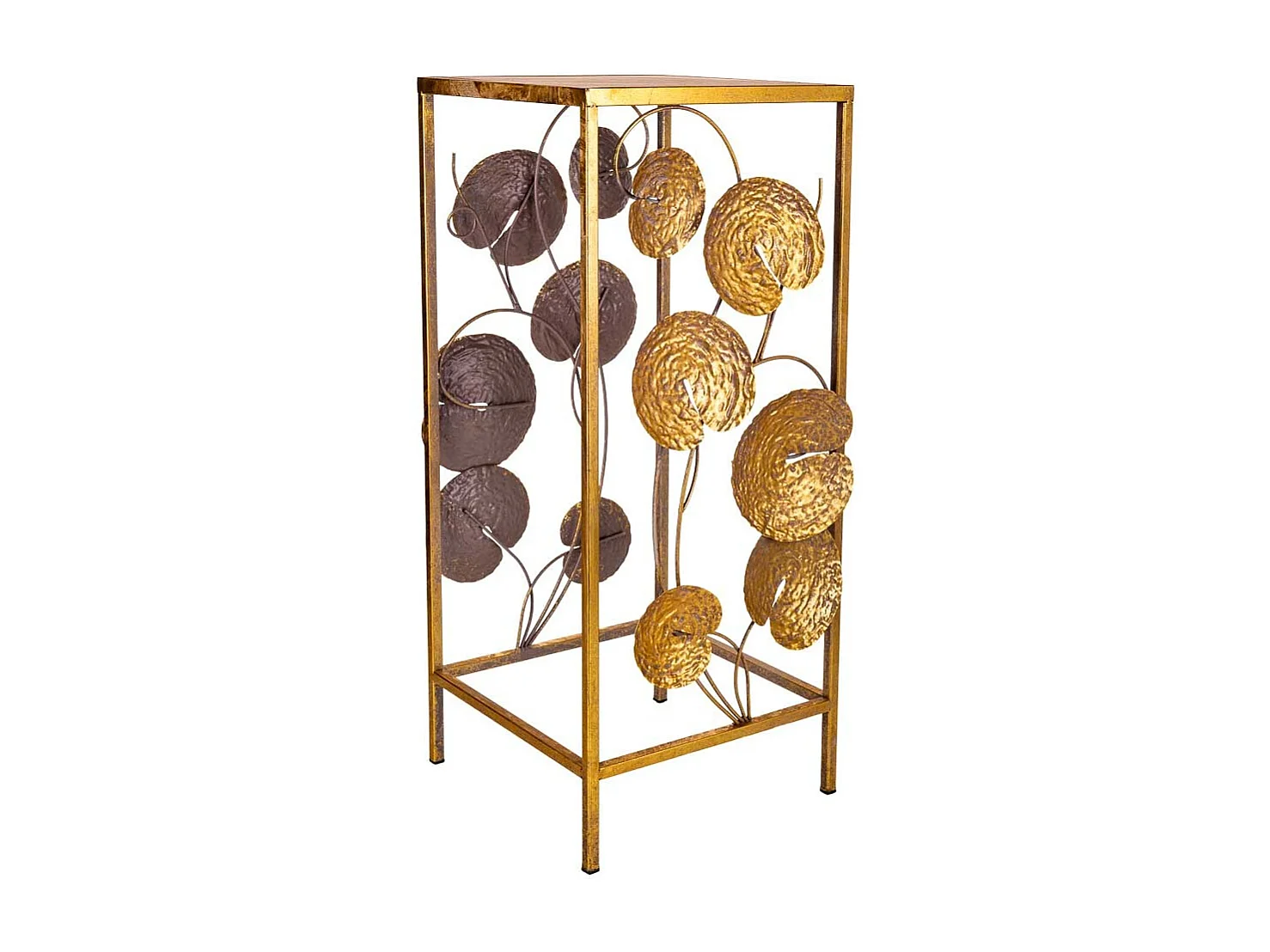 Mesa de canto em metal dourado 28x28x66