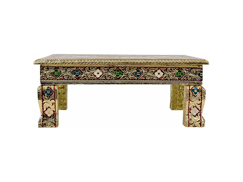 Beistelltisch aus goldgeprägtem Metall, 38x38x14h cm