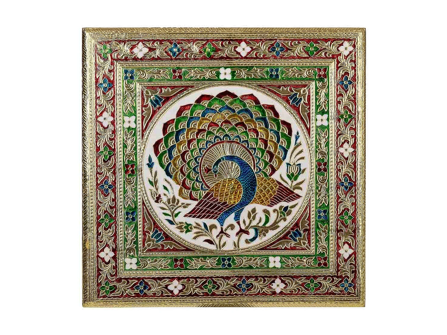 Beistelltisch aus goldgeprÃ¤gtem Metall, 38x38x14h cm