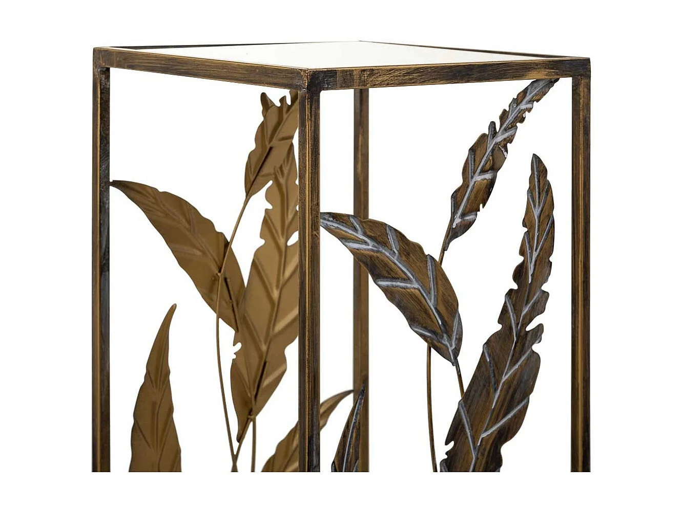 Mesa de canto em metal dourado 28x28x69