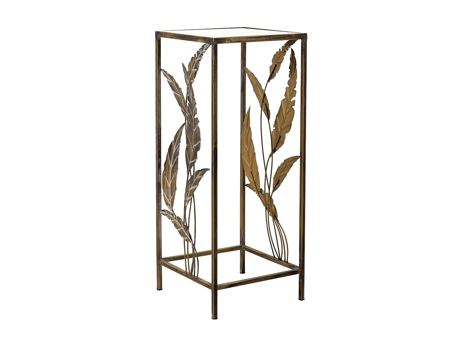 Tavolino angolare in metallo dorato 28x28x69h