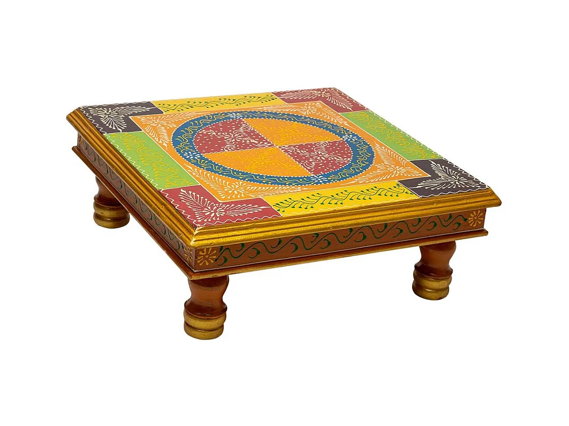 Tavolino in legno dipinto a mano 38x38x14h