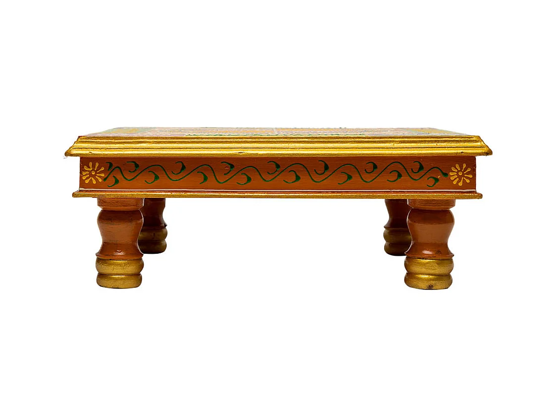 Tavolino in legno dipinto a mano 38x38x14h