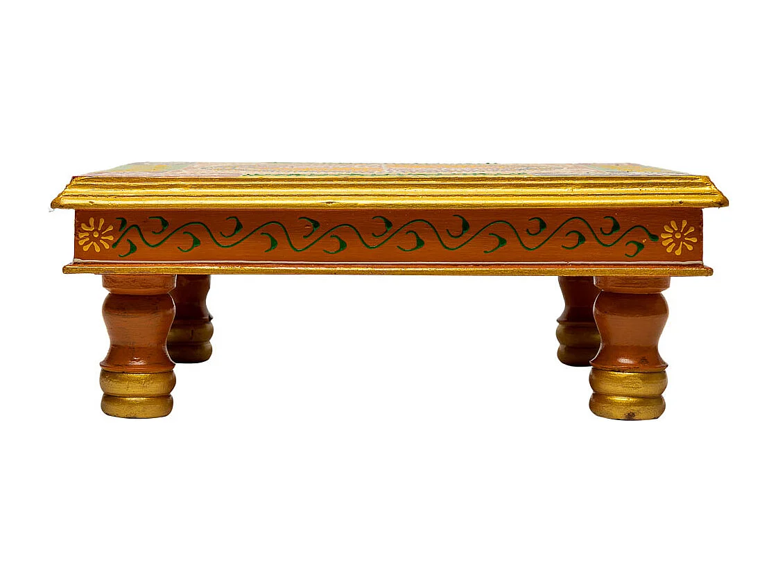 Mesa lateral de madeira pintada à mão 38x38x14