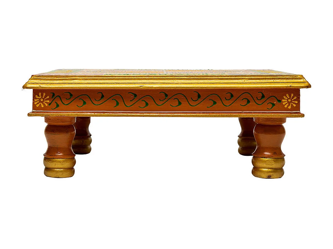 Mesa lateral de madeira pintada à mão 38x38x14