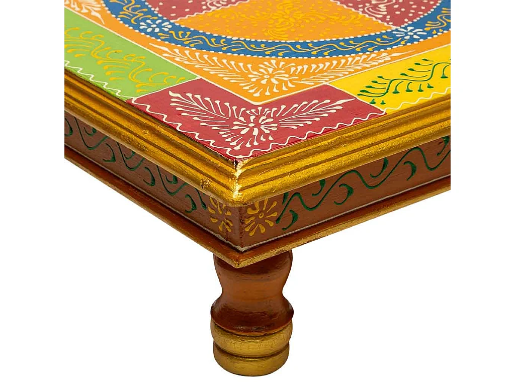Mesa lateral de madeira pintada à mão 38x38x14