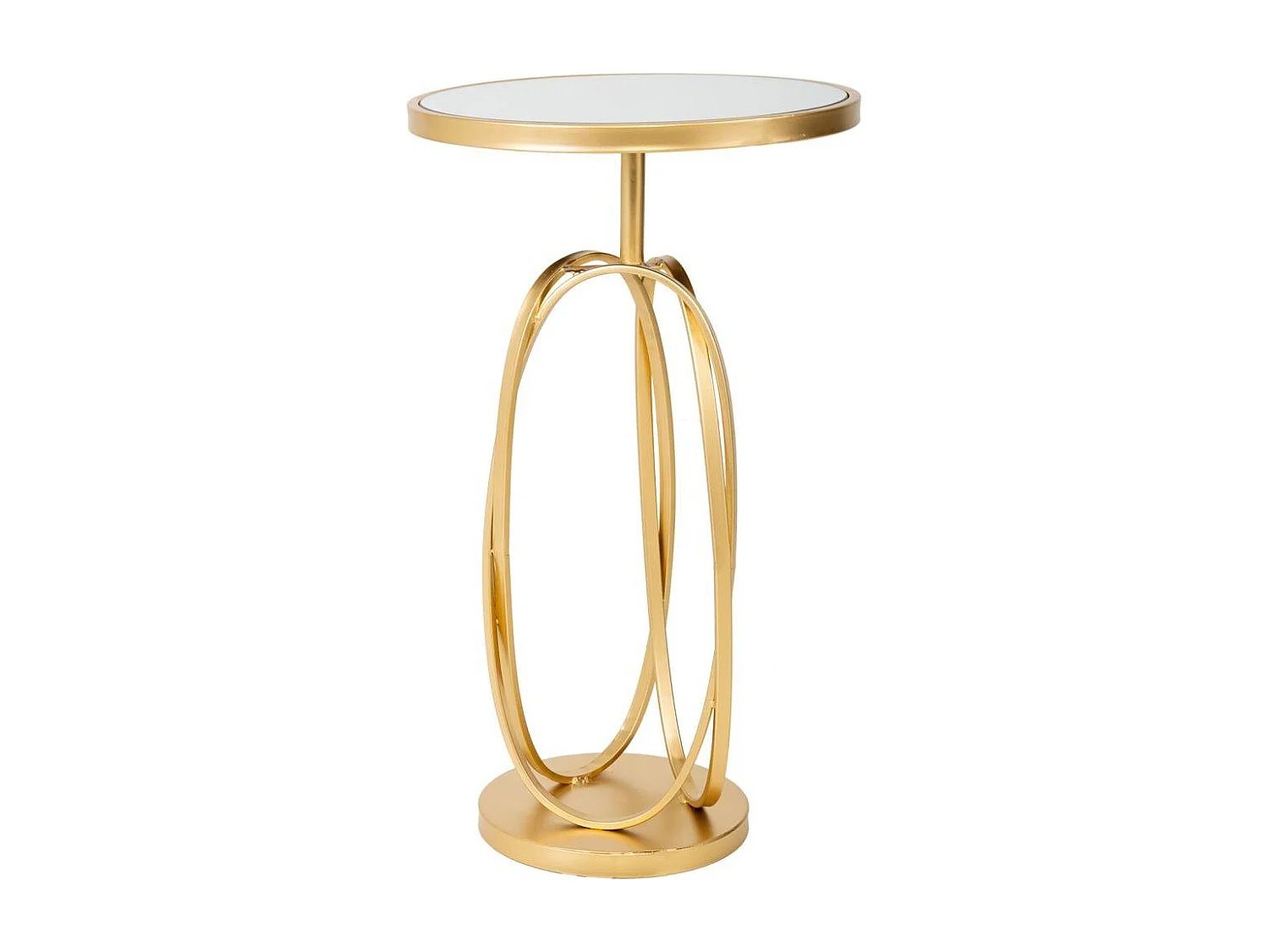 Mesa lateral de metal dourado com superfície de vidro d35,5x61
