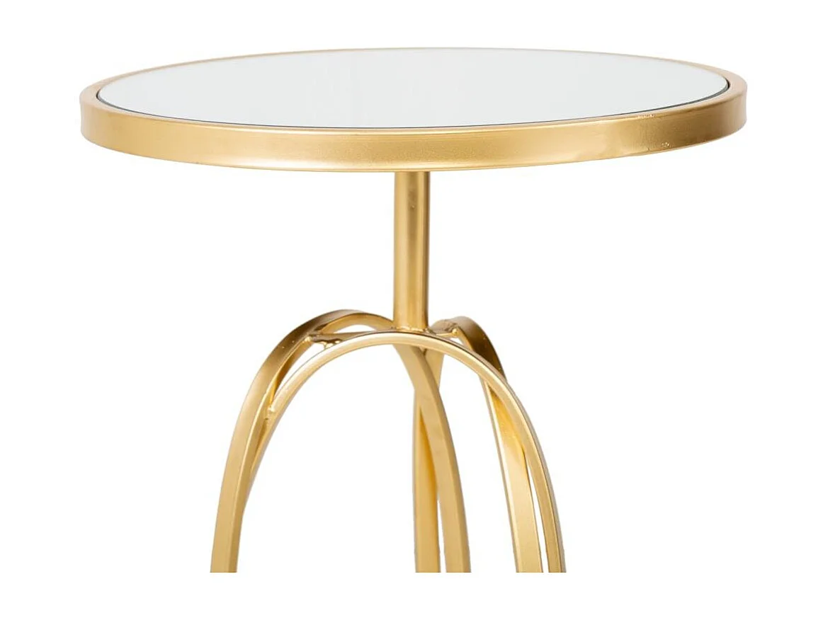 Mesa lateral de metal dourado com superfície de vidro d35,5x61