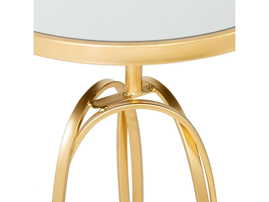 Mesa lateral de metal dourado com superfície de vidro d35,5x61
