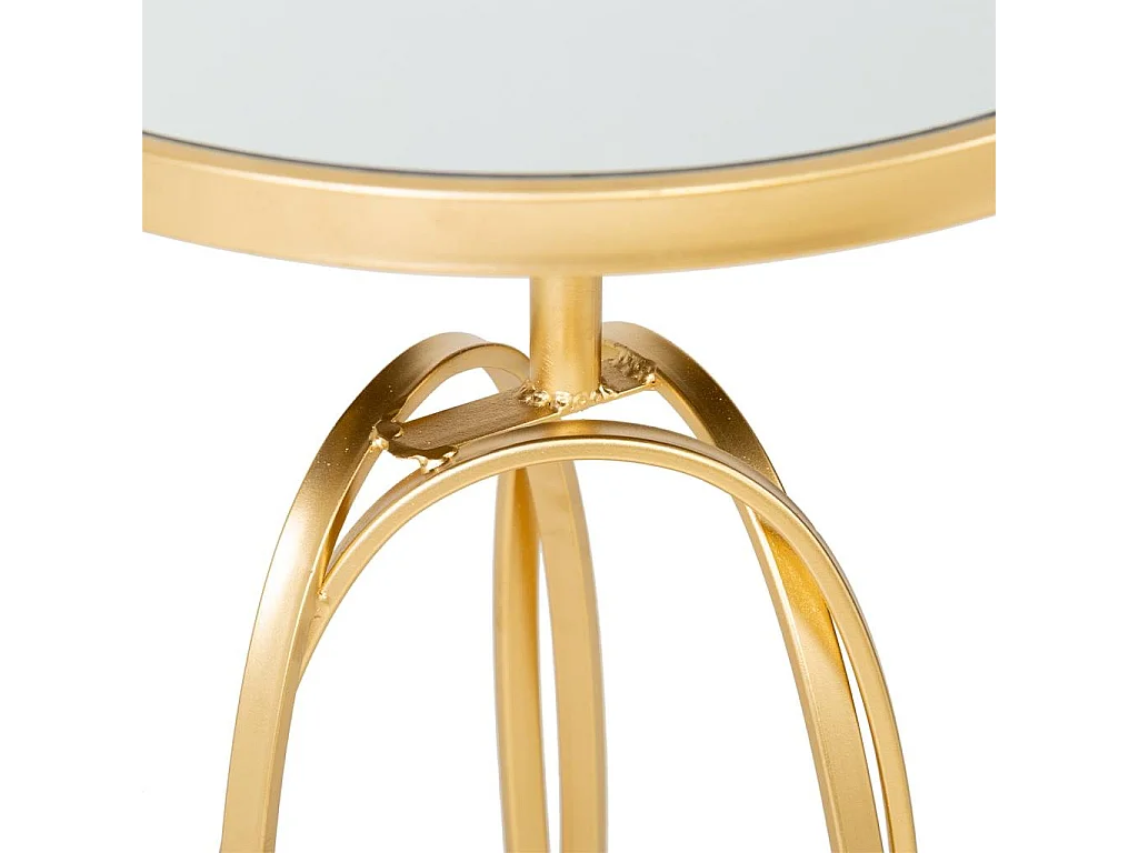 Mesa lateral de metal dourado com superfície de vidro d35,5x61