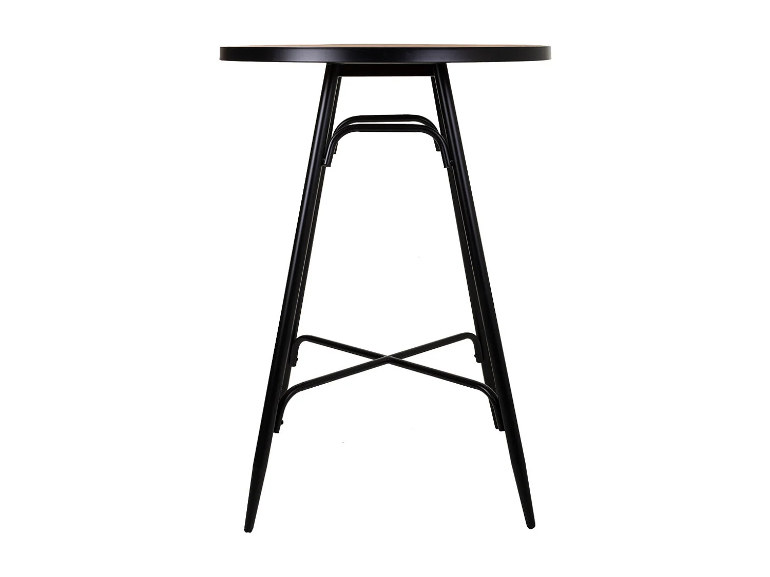 Table haute ronde en métal et bois gris 76x76x105h