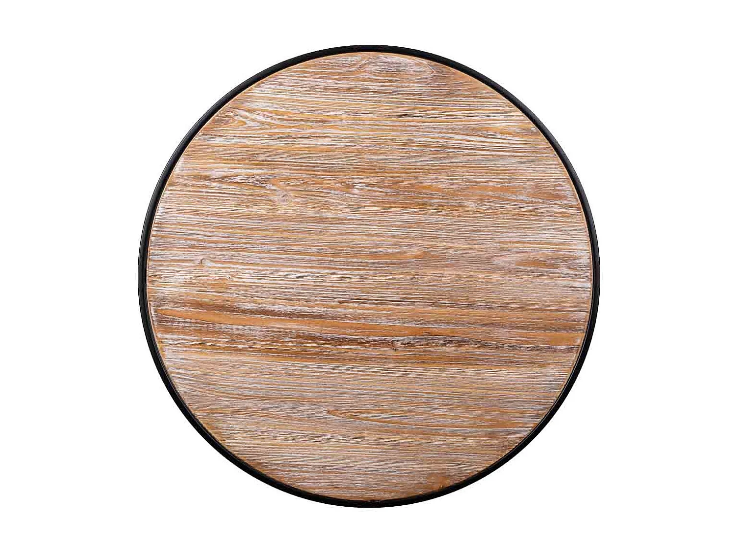 Table haute ronde en métal et bois gris 76x76x105h