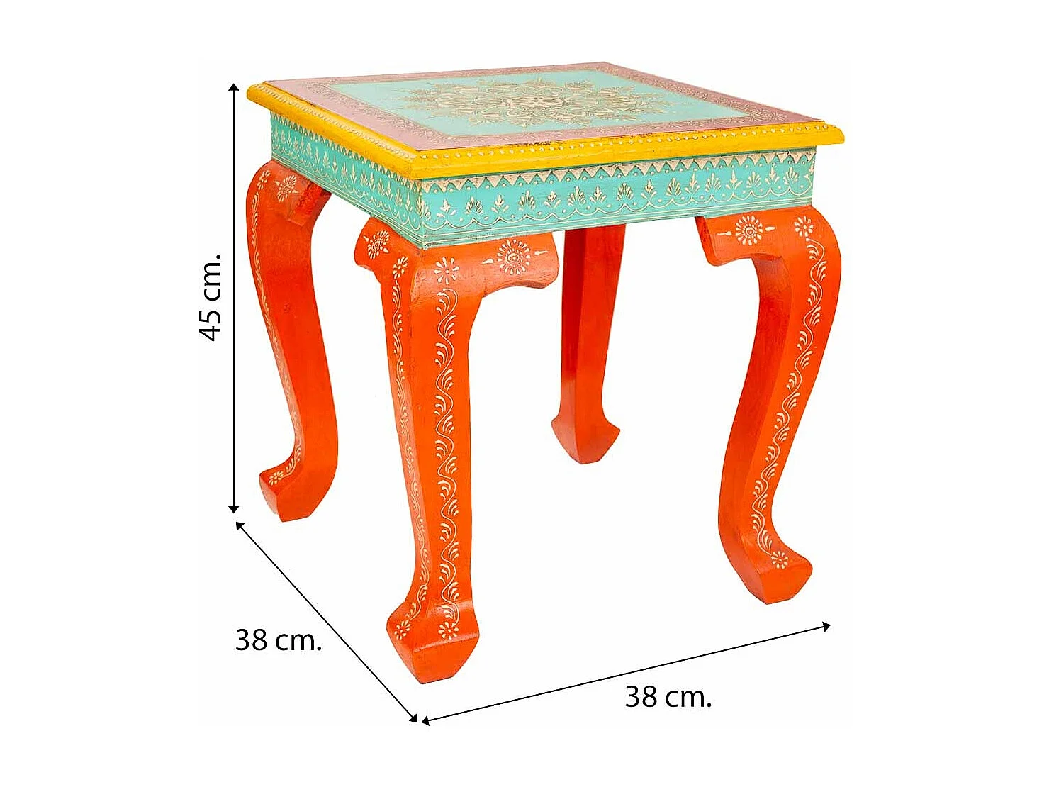 Mesa de centro de madeira vermelha 38x38x45