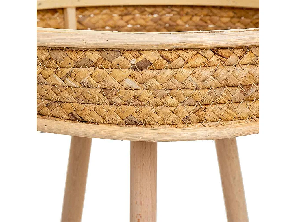 Set 3 mesas esquineras de bambú y madera marrones