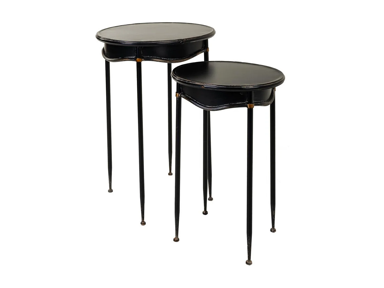 Set mit 2 Tischen aus schwarzem Metall