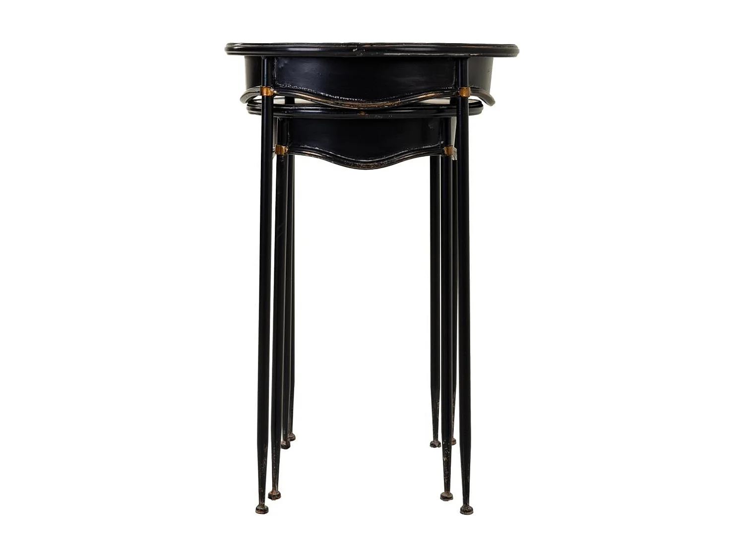 Set mit 2 Tischen aus schwarzem Metall