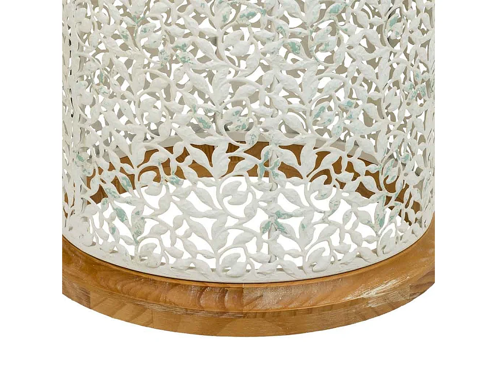 Mesa de centro de madeira e metal branco 43,5x43,5x55