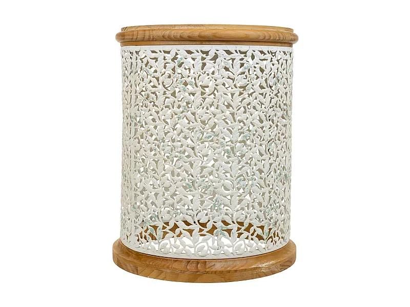 Mesa de centro de madera y metal blanca 43.5x43.5x55