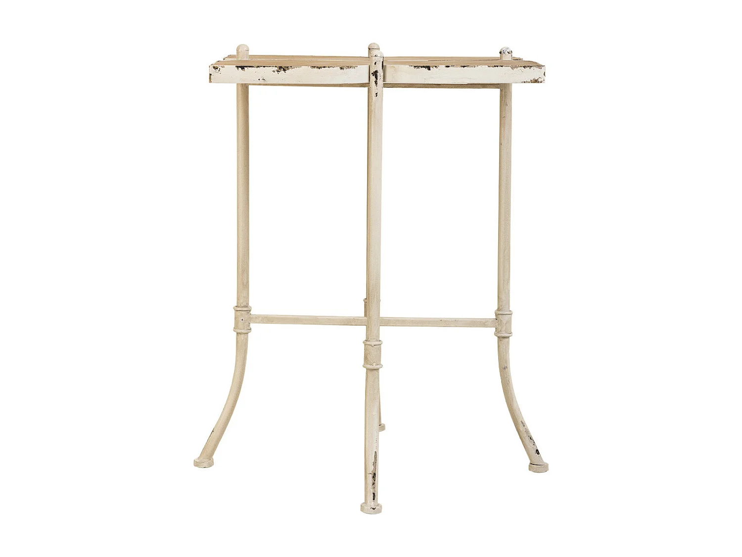 Couchtisch aus weißem Holz und Metall, 48 x 48 x 66,5 h cm