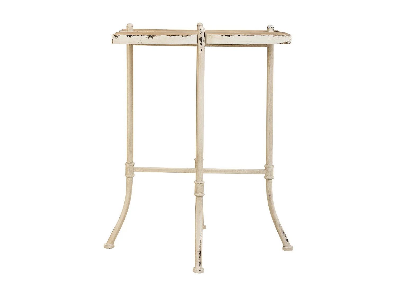 Tavolino in legno bianco e metallo 48x48x66,5h