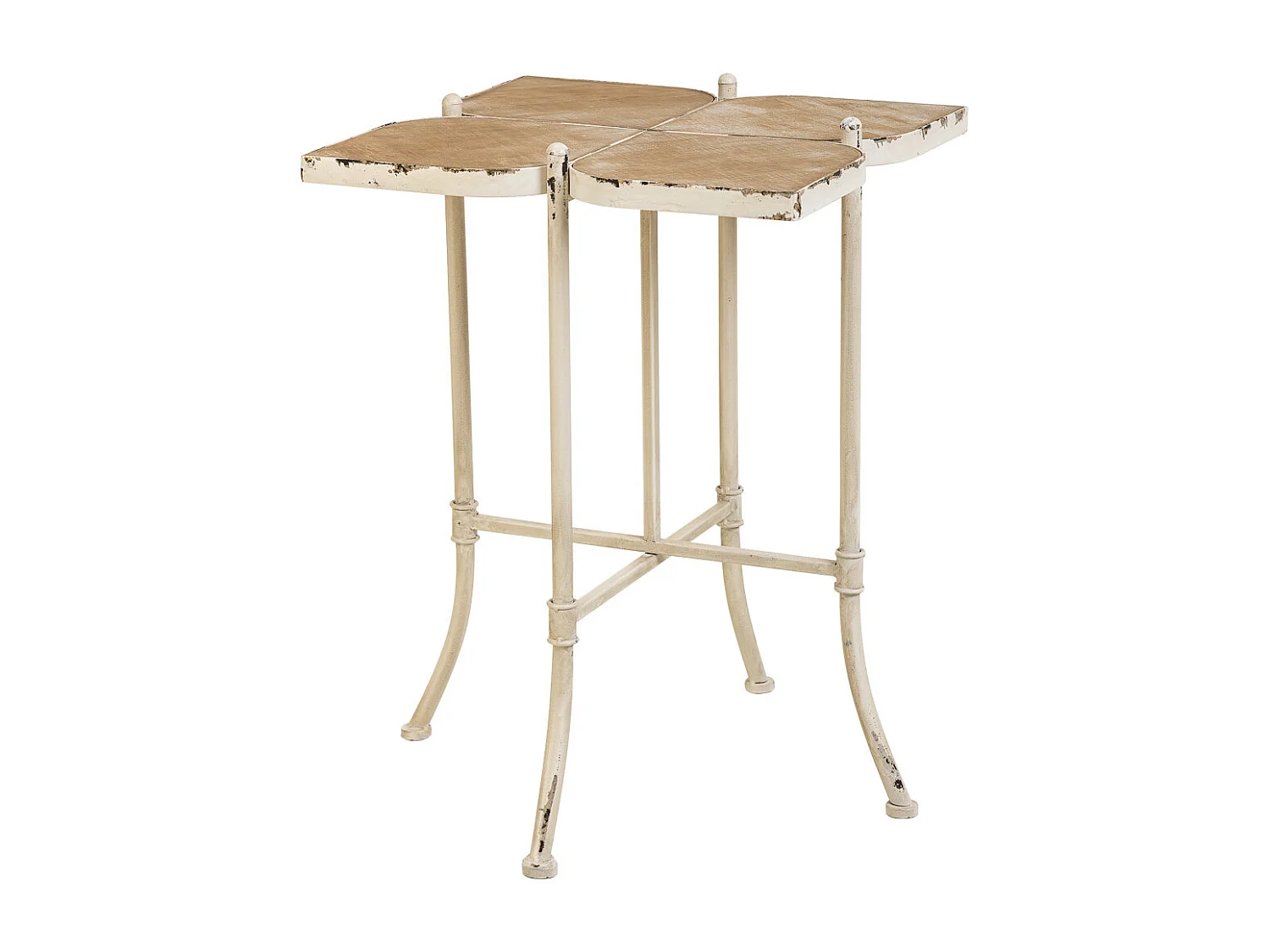 Mesa lateral de madeira e metal branco 48x48x66,5