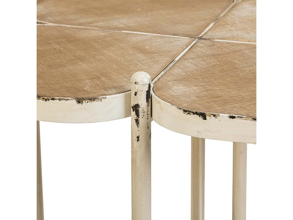 Mesa lateral de madeira e metal branco 48x48x66,5