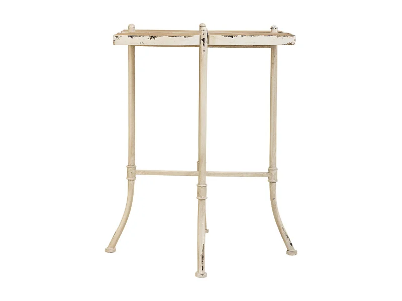 Tavolino in legno bianco e metallo 48x48x66,5h
