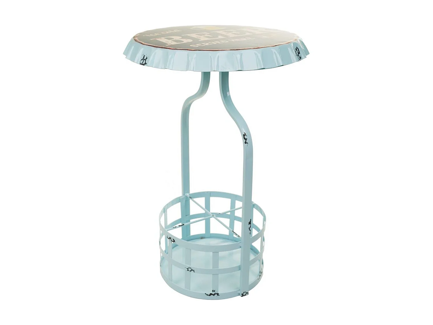 Tavolo portabottiglie in metallo blu 42x42x60h