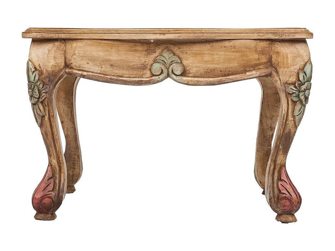 Mesa de centro artesanal de madeira marrom 59x43x41