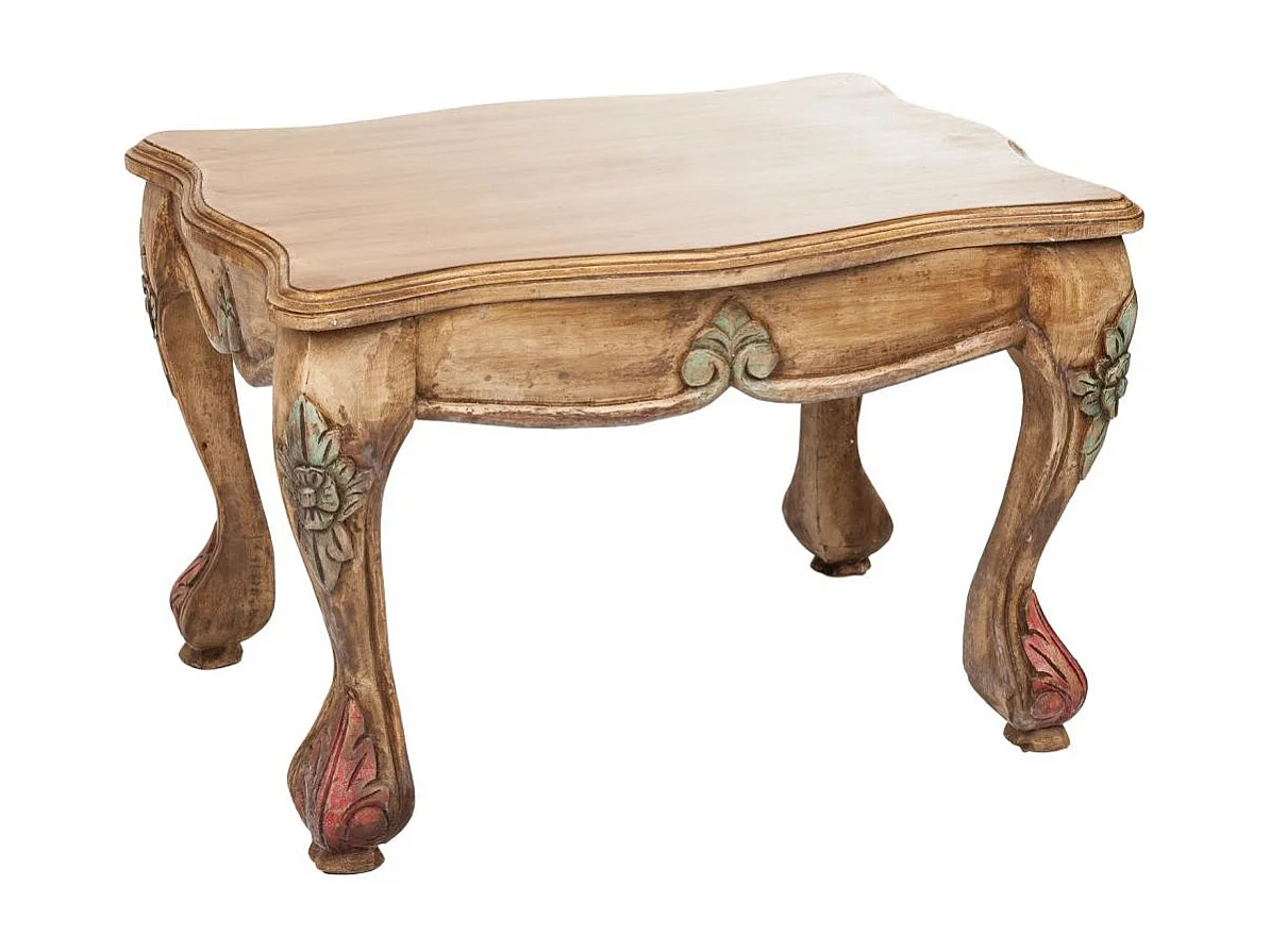 Mesa de centro artesanal de madeira marrom 59x43x41