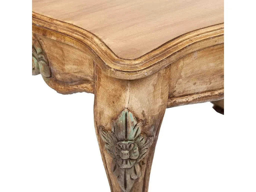 Mesa de centro artesanal de madeira marrom 59x43x41