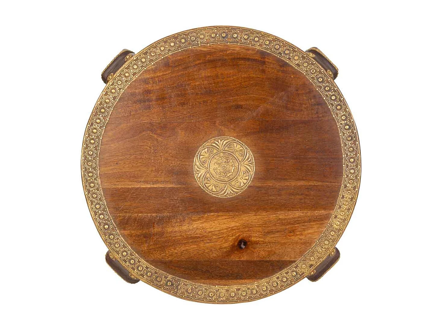 Mesa de centro de madeira e metal marrom 52x52x40